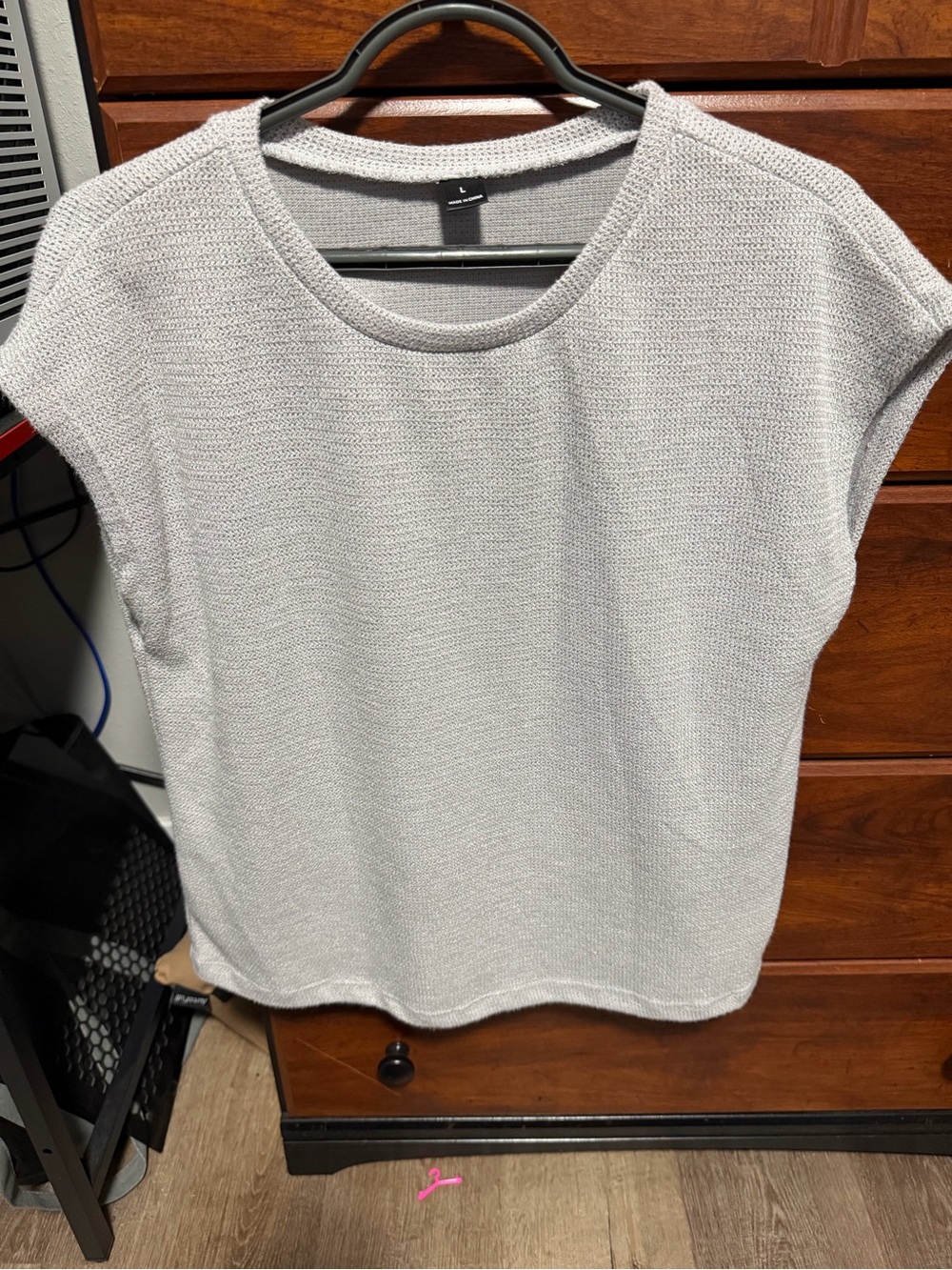 Light Gray Knit Cap Sleeve Top
